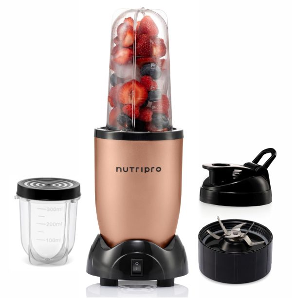 nutripro Copper Juicer Mixer Grinder - Smoothie Maker - 500 Watts (2 Jars & 1 Blade, Gold) - 2 Year Warranty
