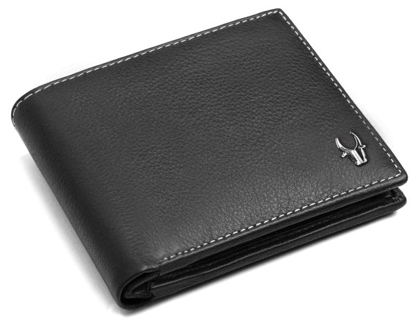 Basssy RFID Protected Leather Wallet for Men (Black)